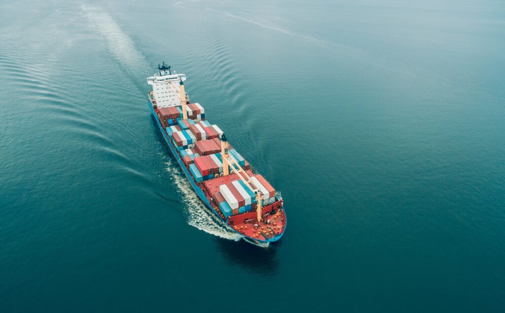 Aerial view of Cargo ship