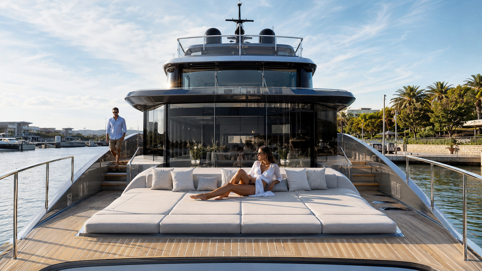 azimut grande 32m foredeck sunpad 01