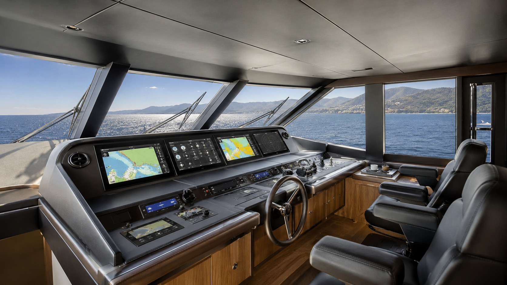 azimut magellano 25m wheelhouse helm interior 01