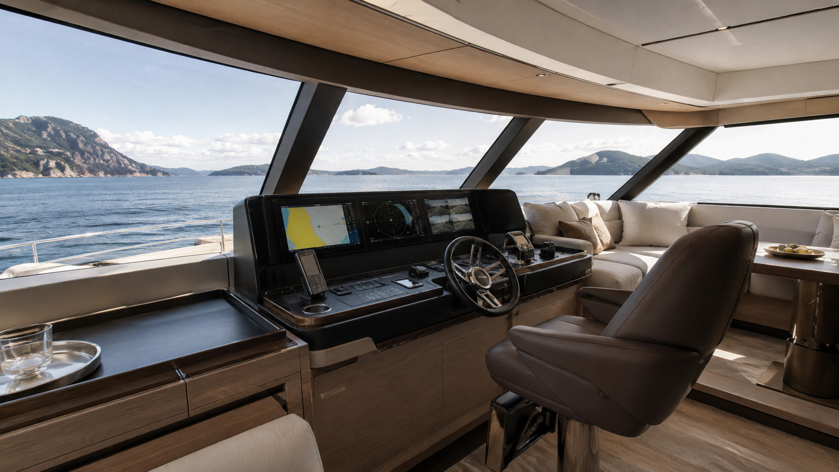 azimut magellano 27m prj wheelhouse helm interior 03