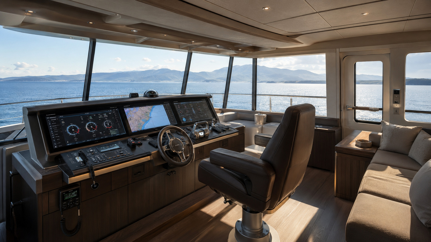 azimut magellano 30m wheelhouse helm interior 01