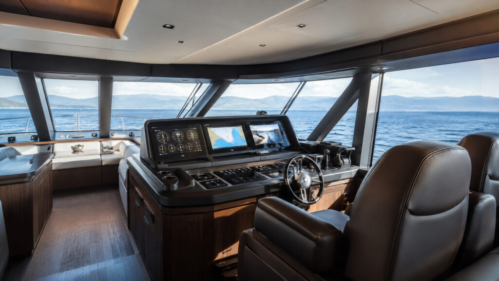 azimut magellano 66 wheelhouse helm interior 01