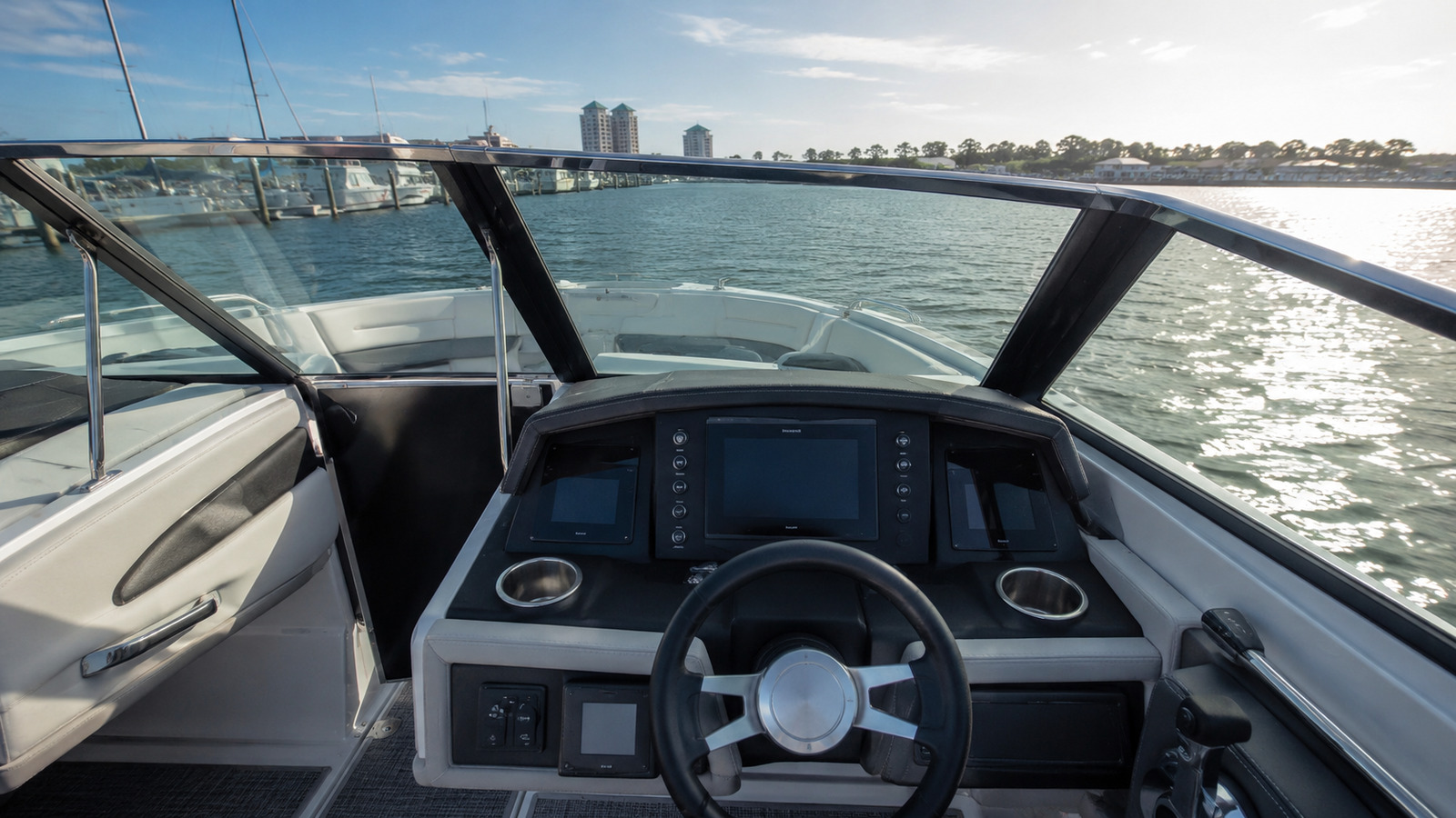 formula boats 350 crossover bowrider helm forward view 20