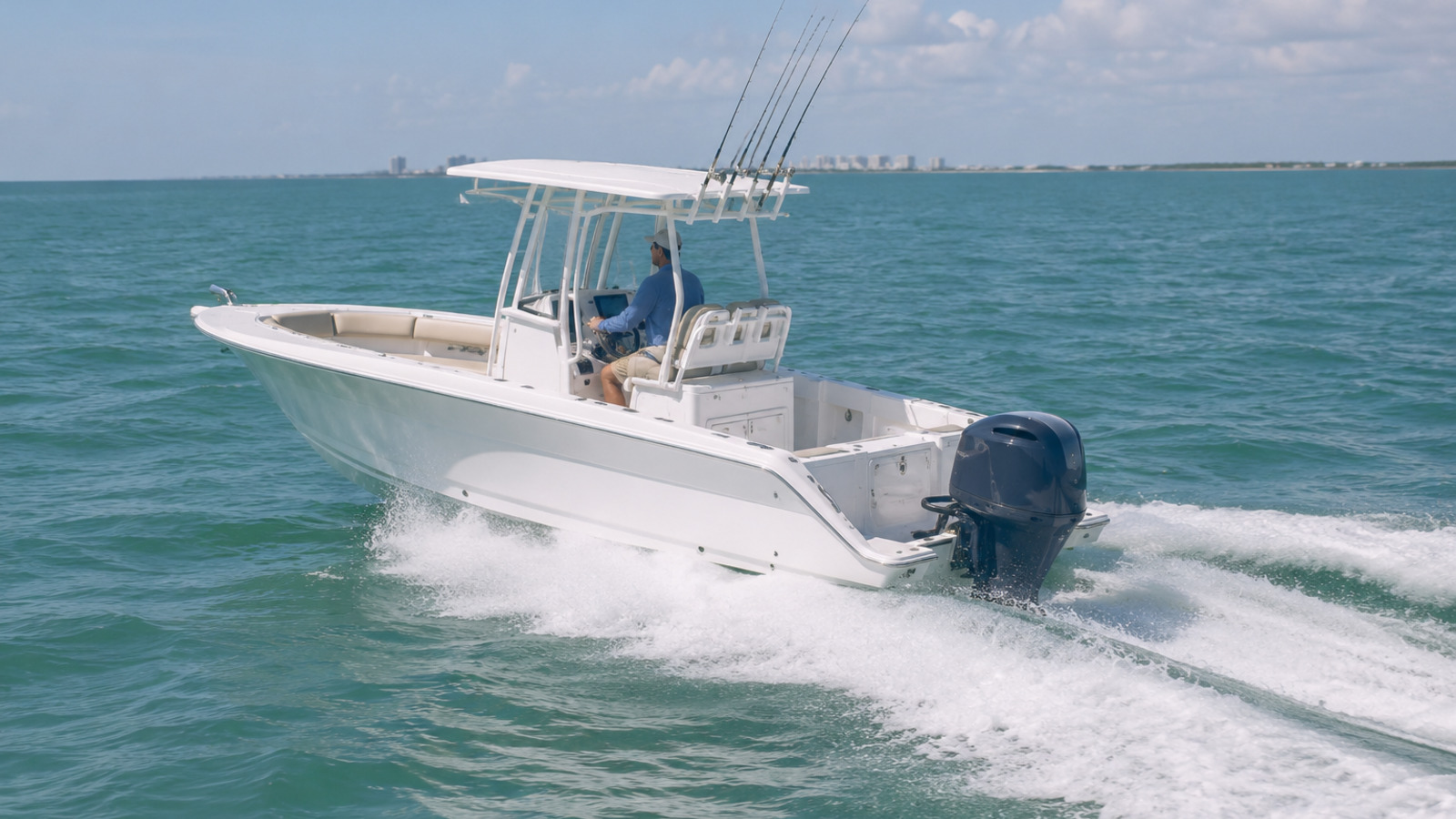 grady white fisherman series fisherman 216 rear quarter running 03
