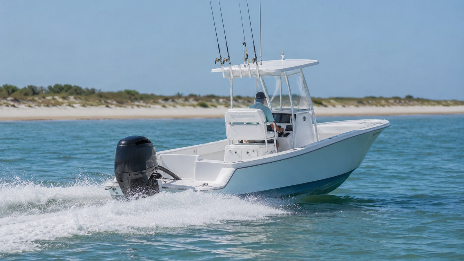 grady white fisherman series fisherman 236 rear quarter running 03