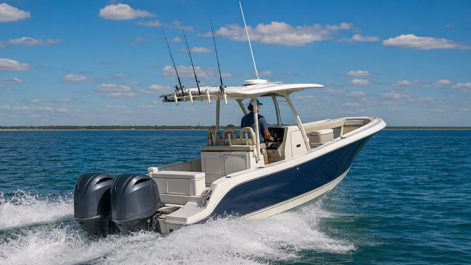 grady white fisherman series fisherman 257 rear quarter running 03