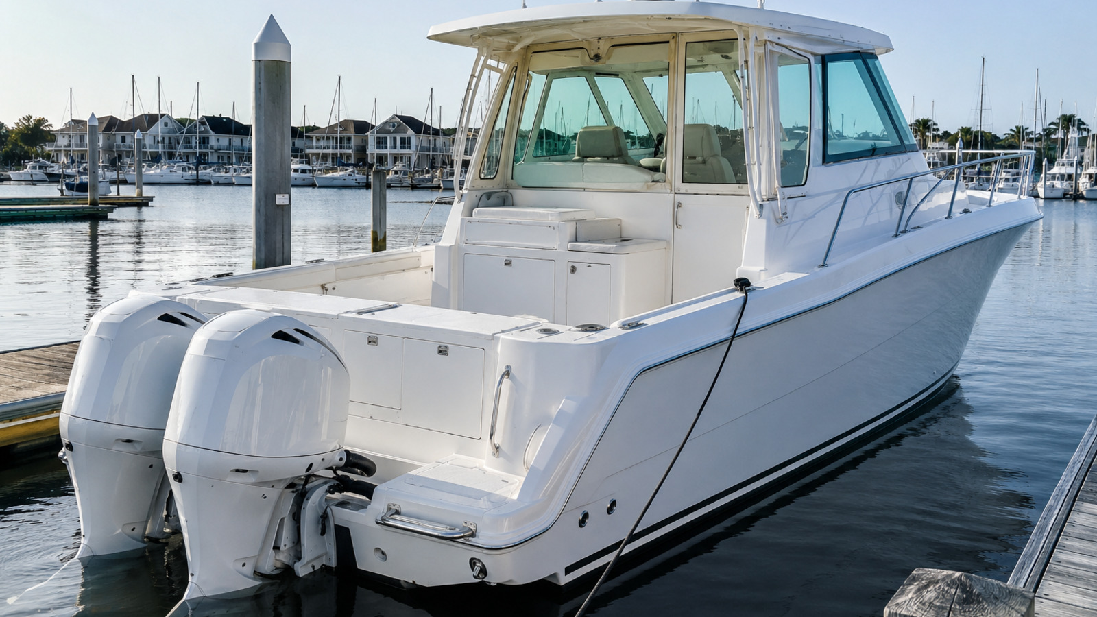 grady white walkaround cabins marlin 300 starboard dockside stern 22