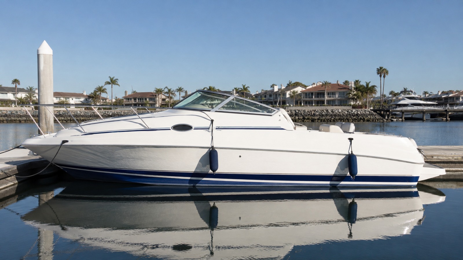 sea ray 245 express cruiser dockside profile 05