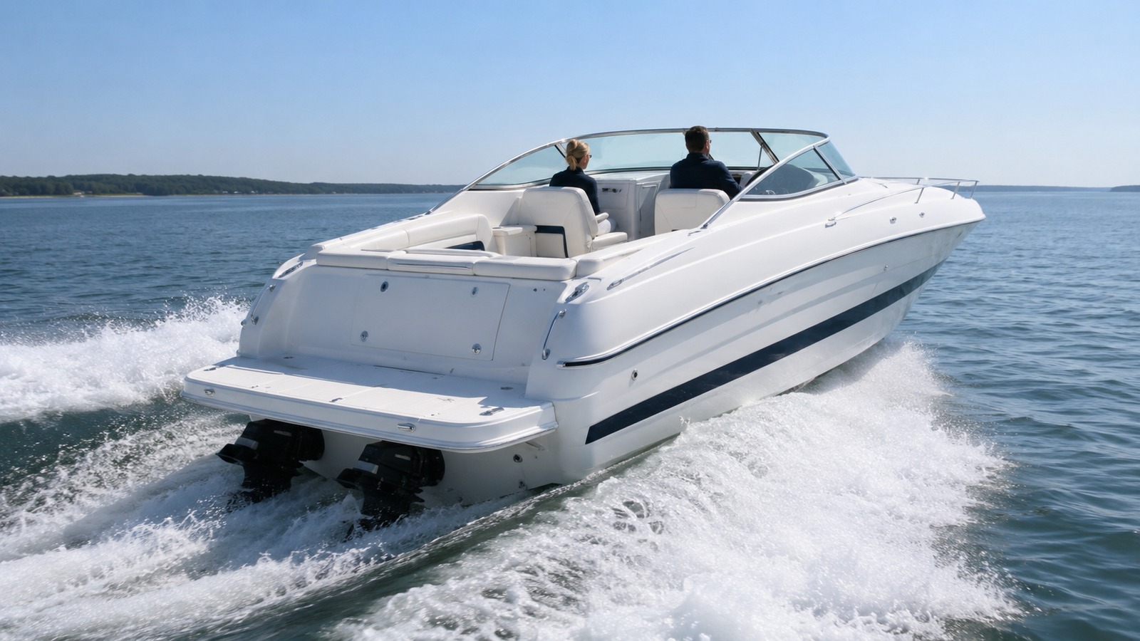 sea ray 310 express cruiser rear quarter running 03