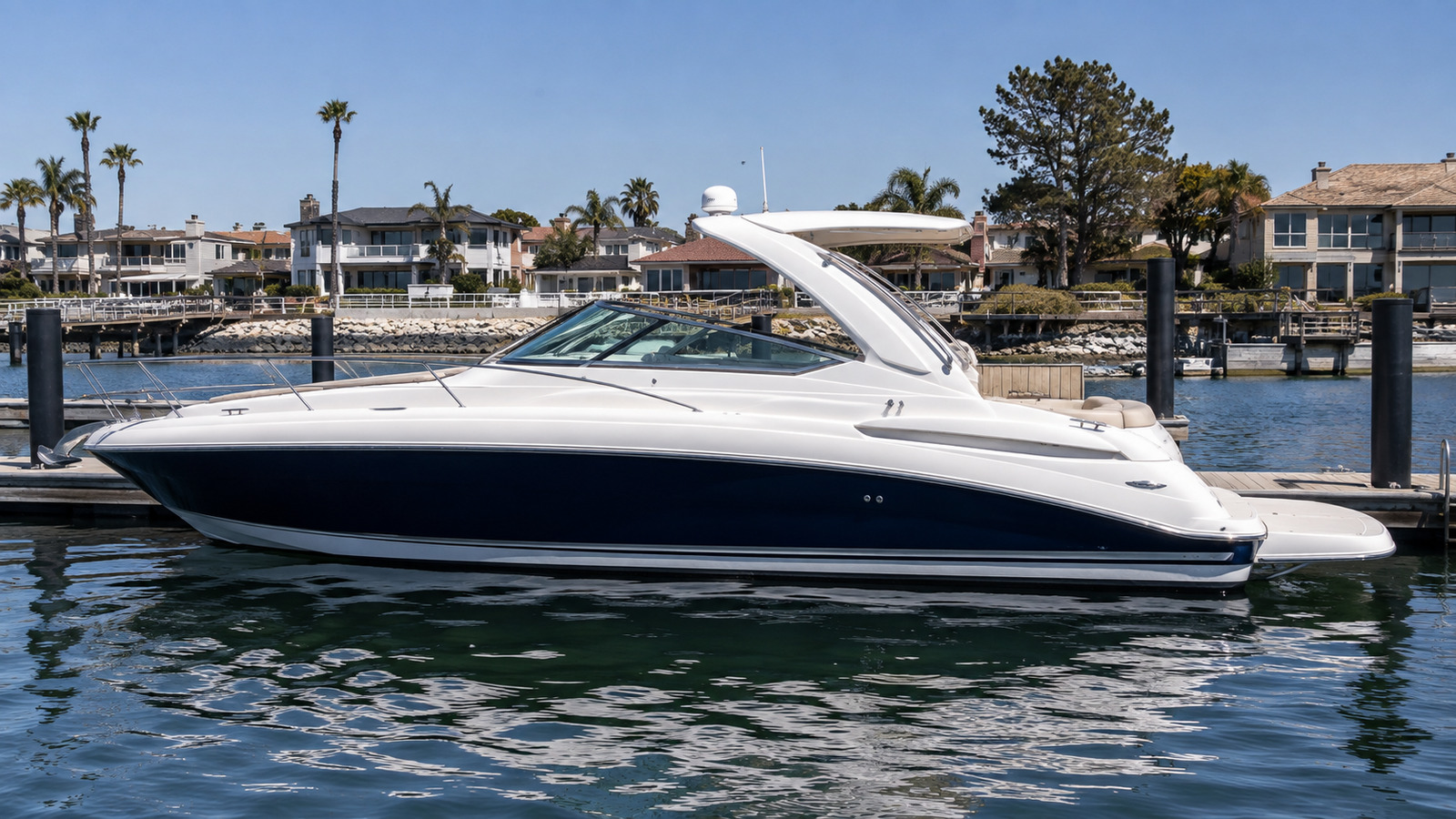 sea ray 330 express cruiser dockside profile 05