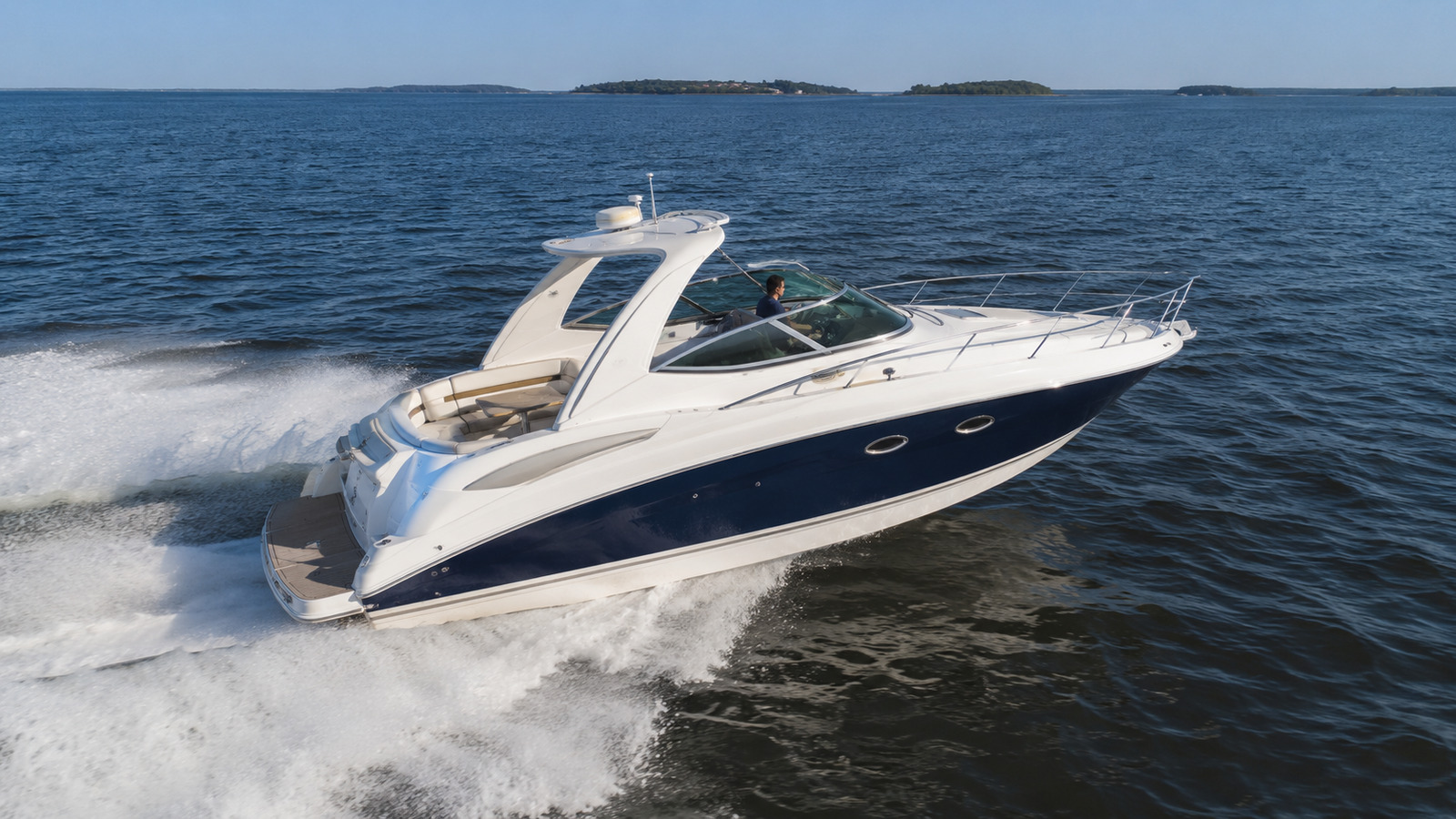 sea ray 330 express cruiser elevated exterior 06