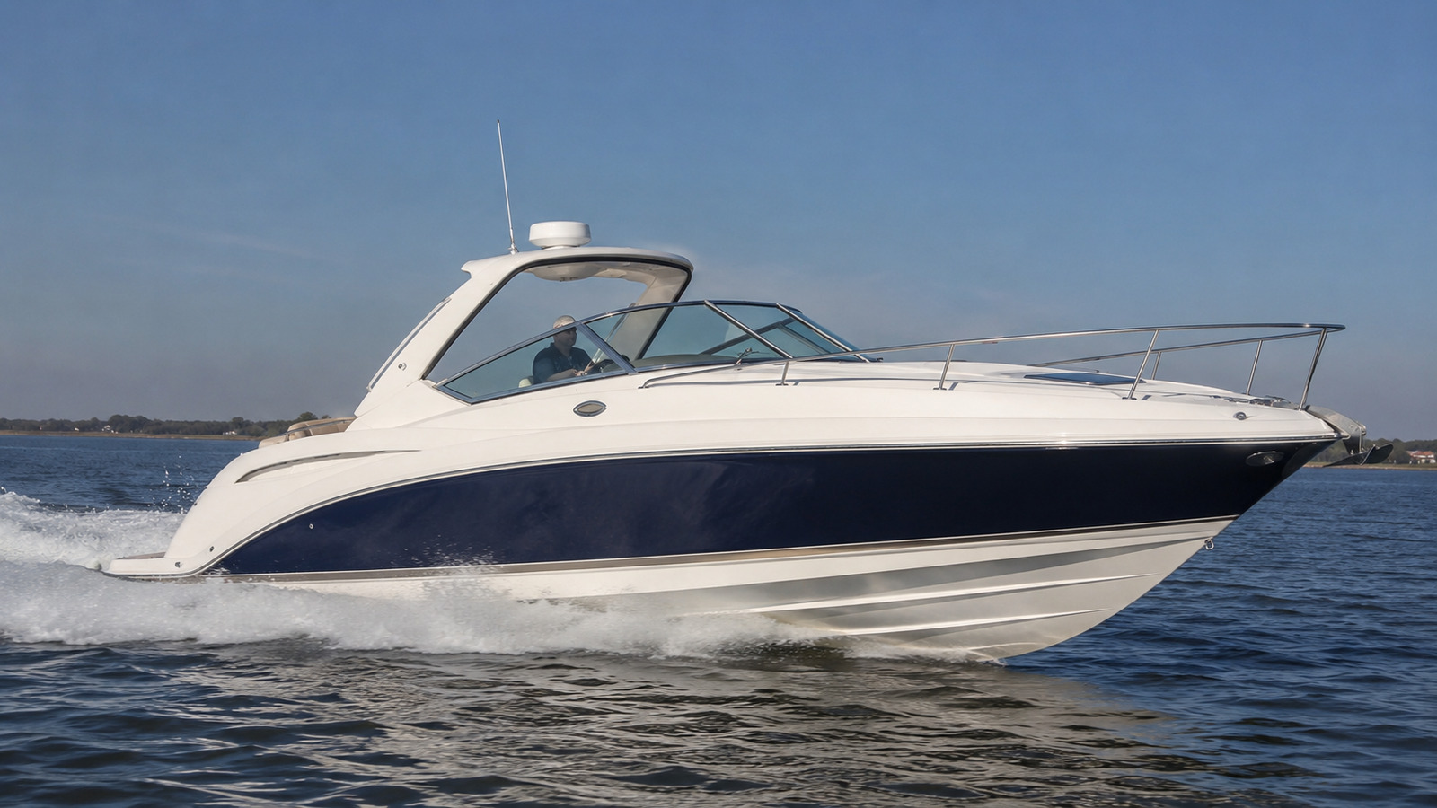 sea ray 330 express cruiser front quarter running 02