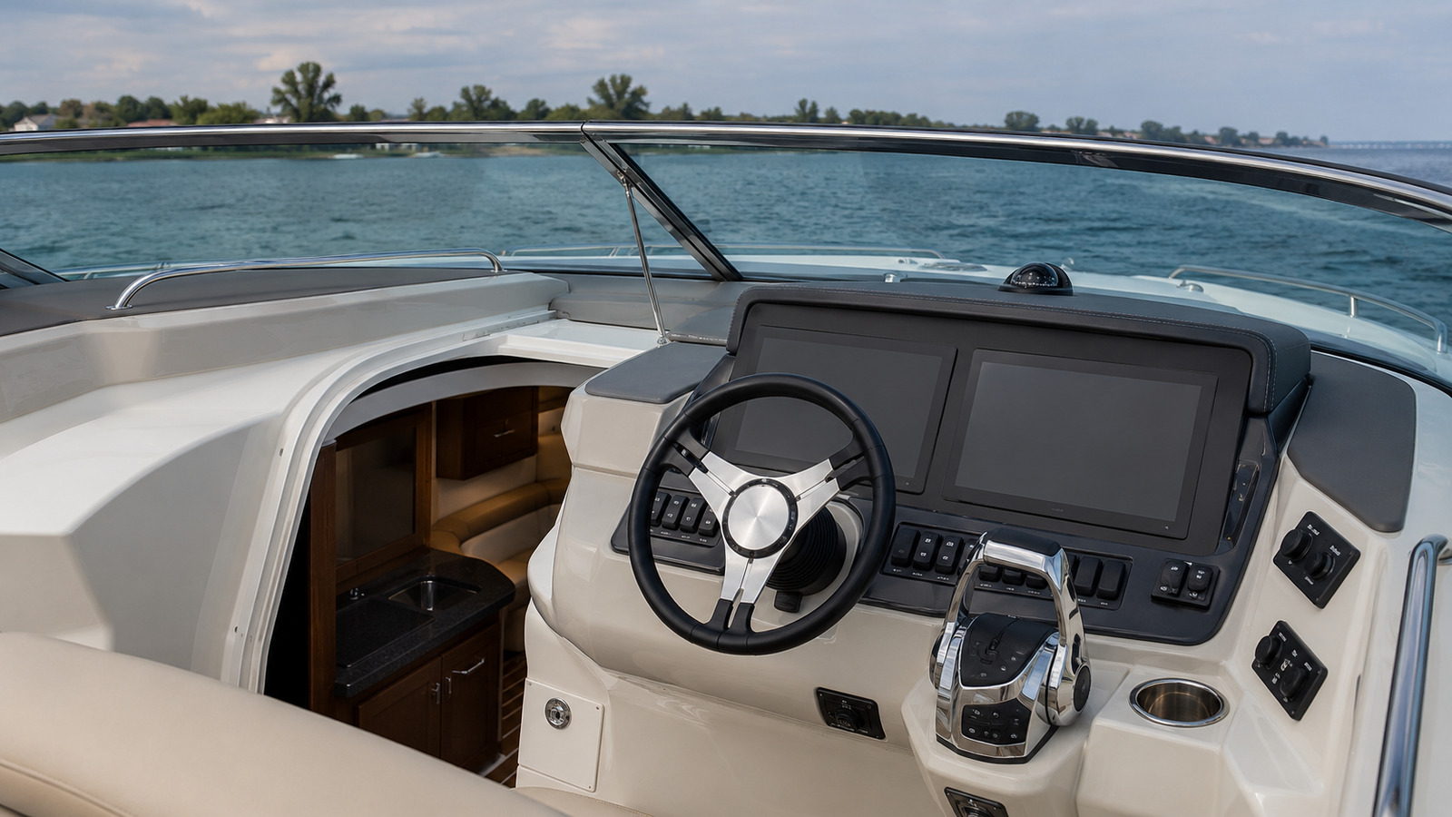 sea ray 330 express cruiser helm detail 08