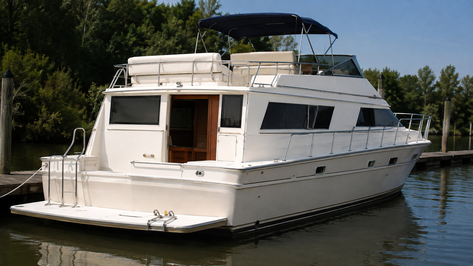 sea ray 360 aft cabin stern quarter dockside 01