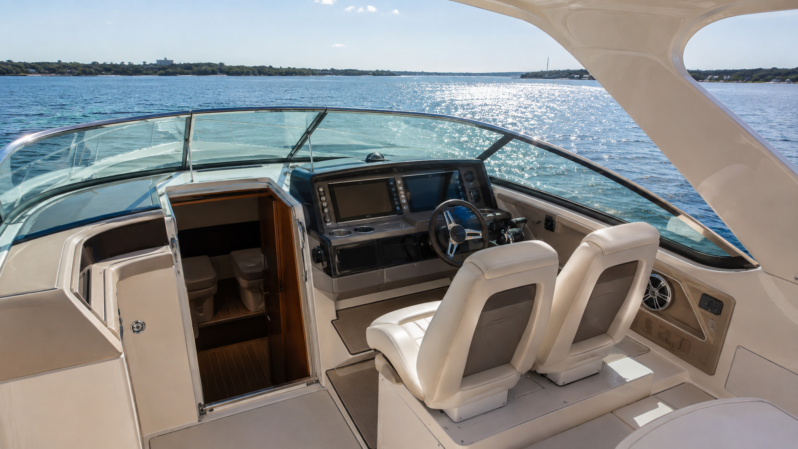 sea ray 370 express cruiser helm detail 08