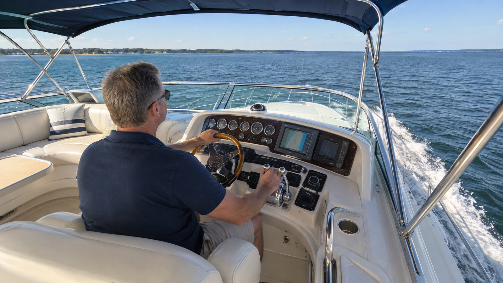 sea ray 380 aft cabin helm running 01