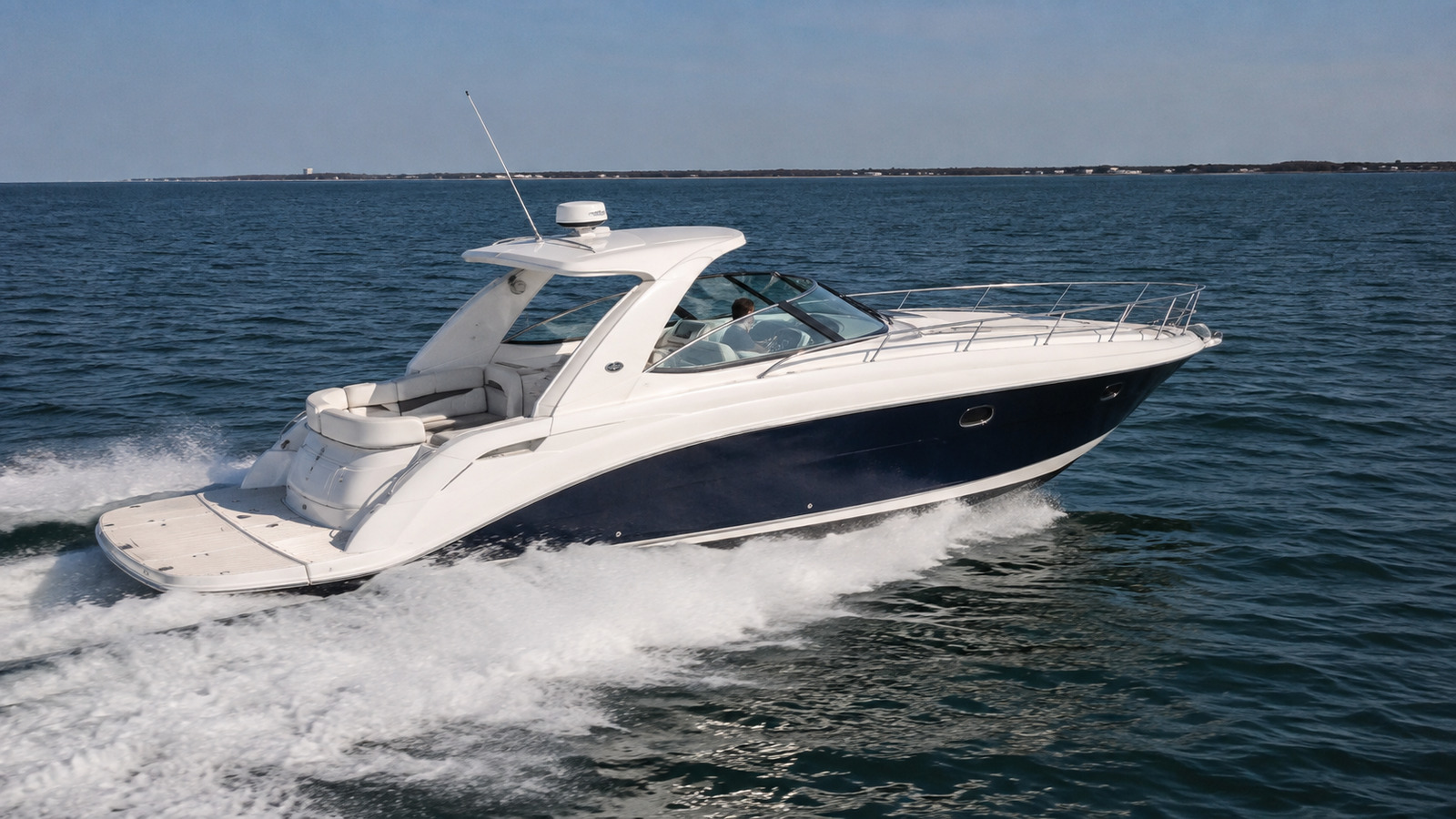 sea ray 380 express cruiser elevated exterior 06