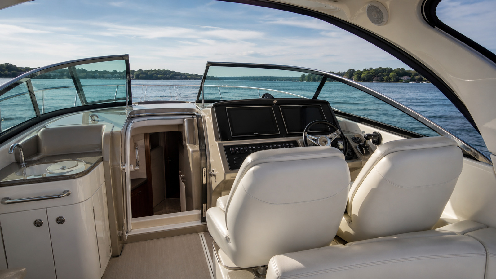 sea ray 380 express cruiser helm detail 08