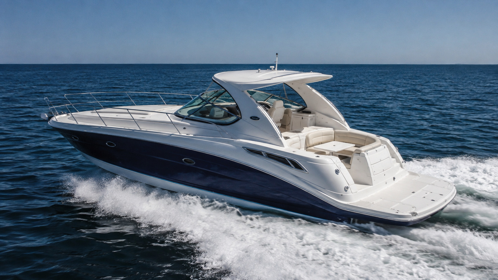 sea ray 400 express cruiser elevated exterior 06