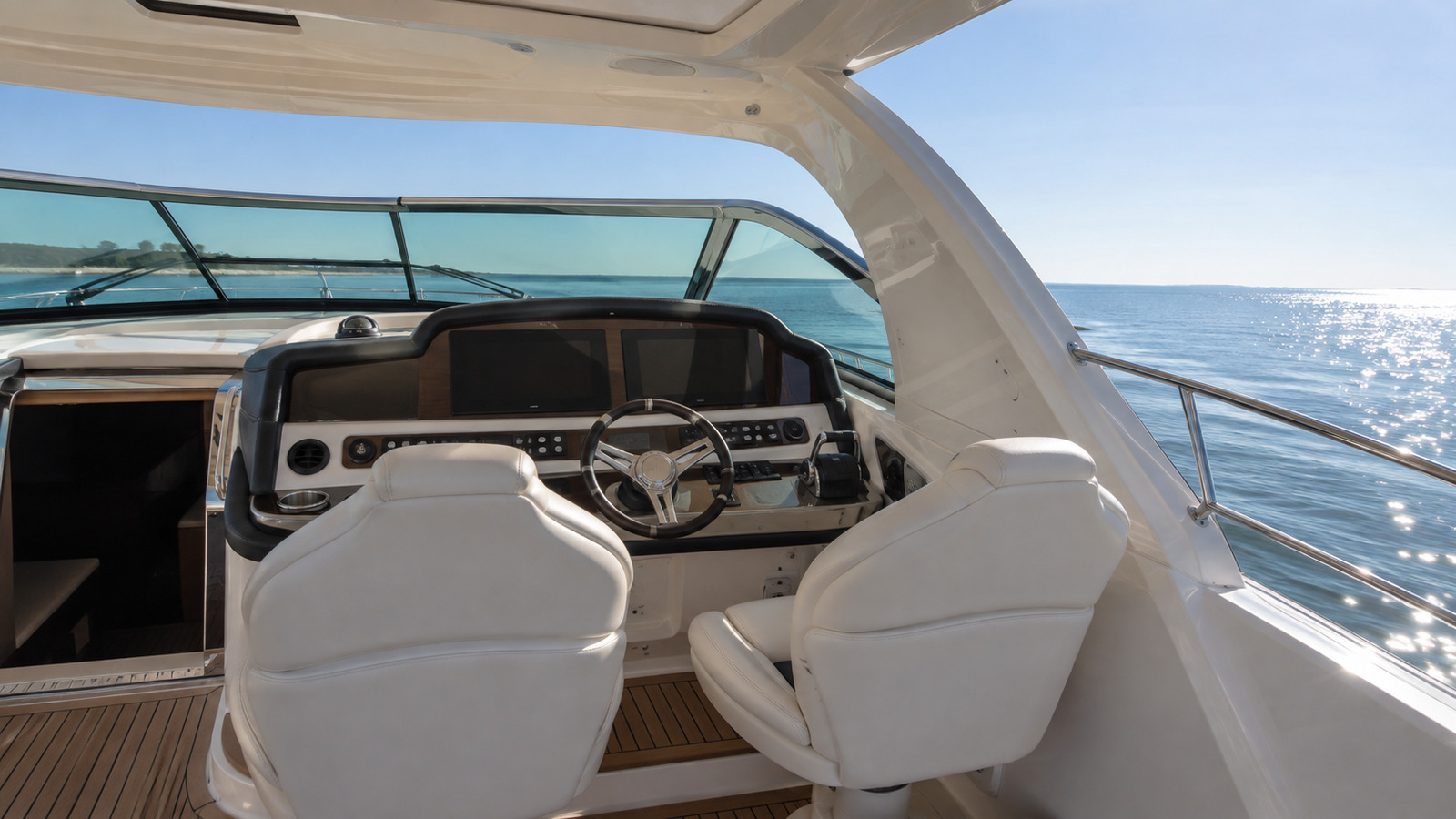 sea ray 400 express cruiser helm detail 08