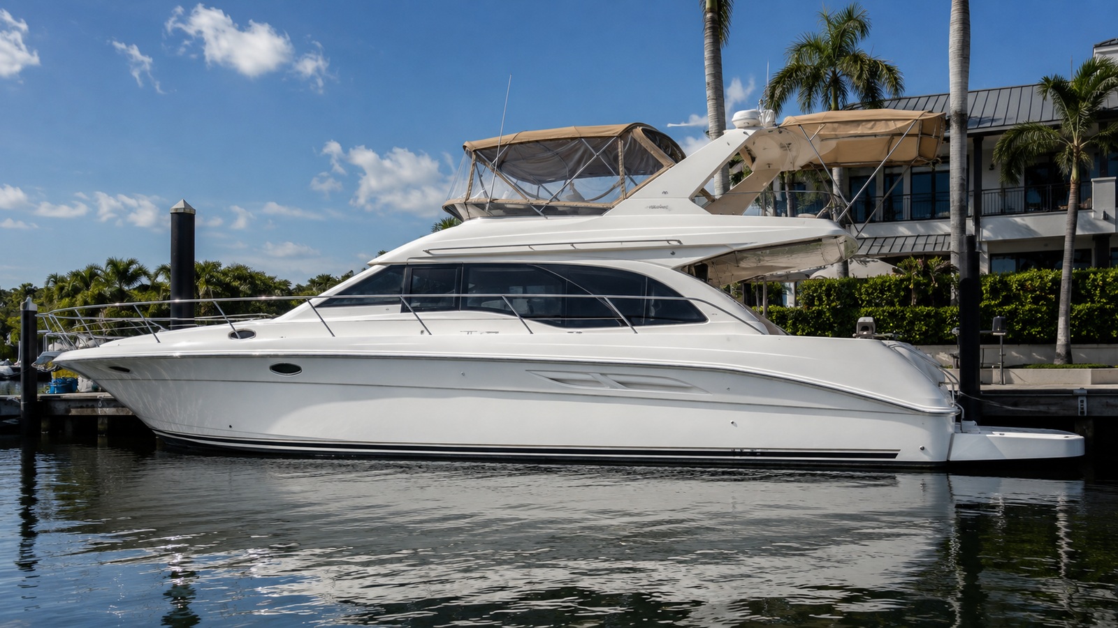 sea ray 400 sedan bridge dockside profile 05
