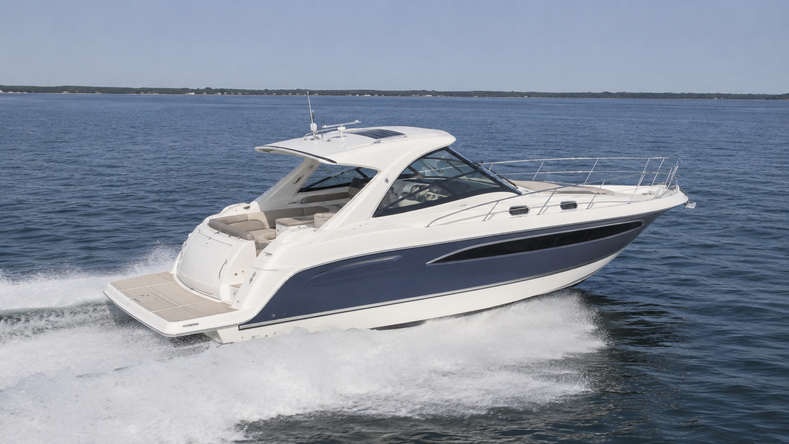 sea ray 410 express cruiser elevated exterior 06