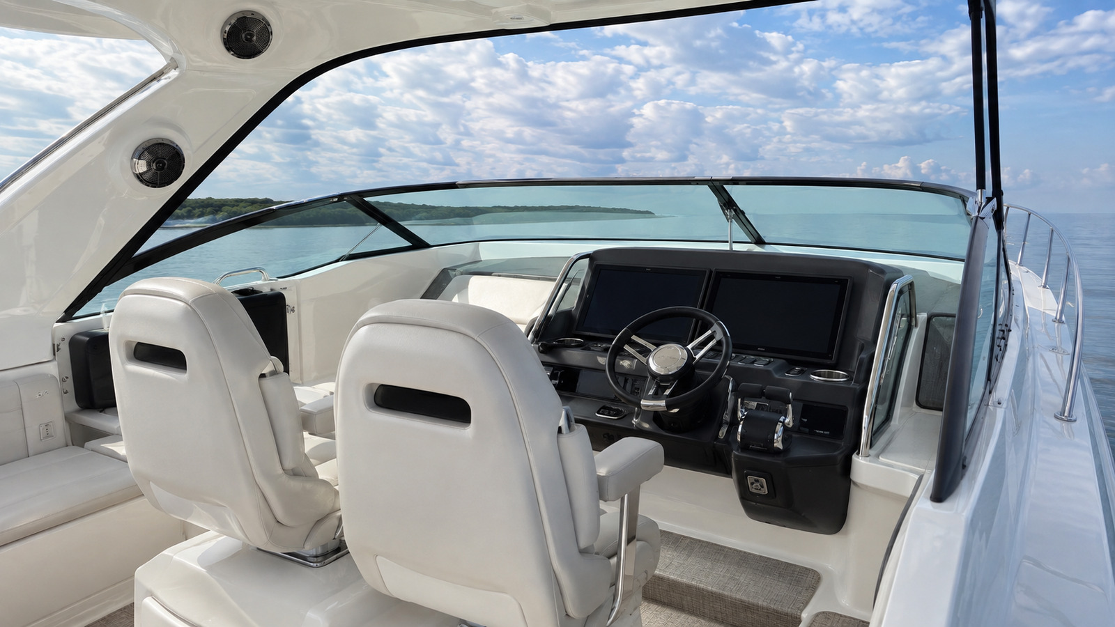 sea ray 410 express cruiser helm detail 08