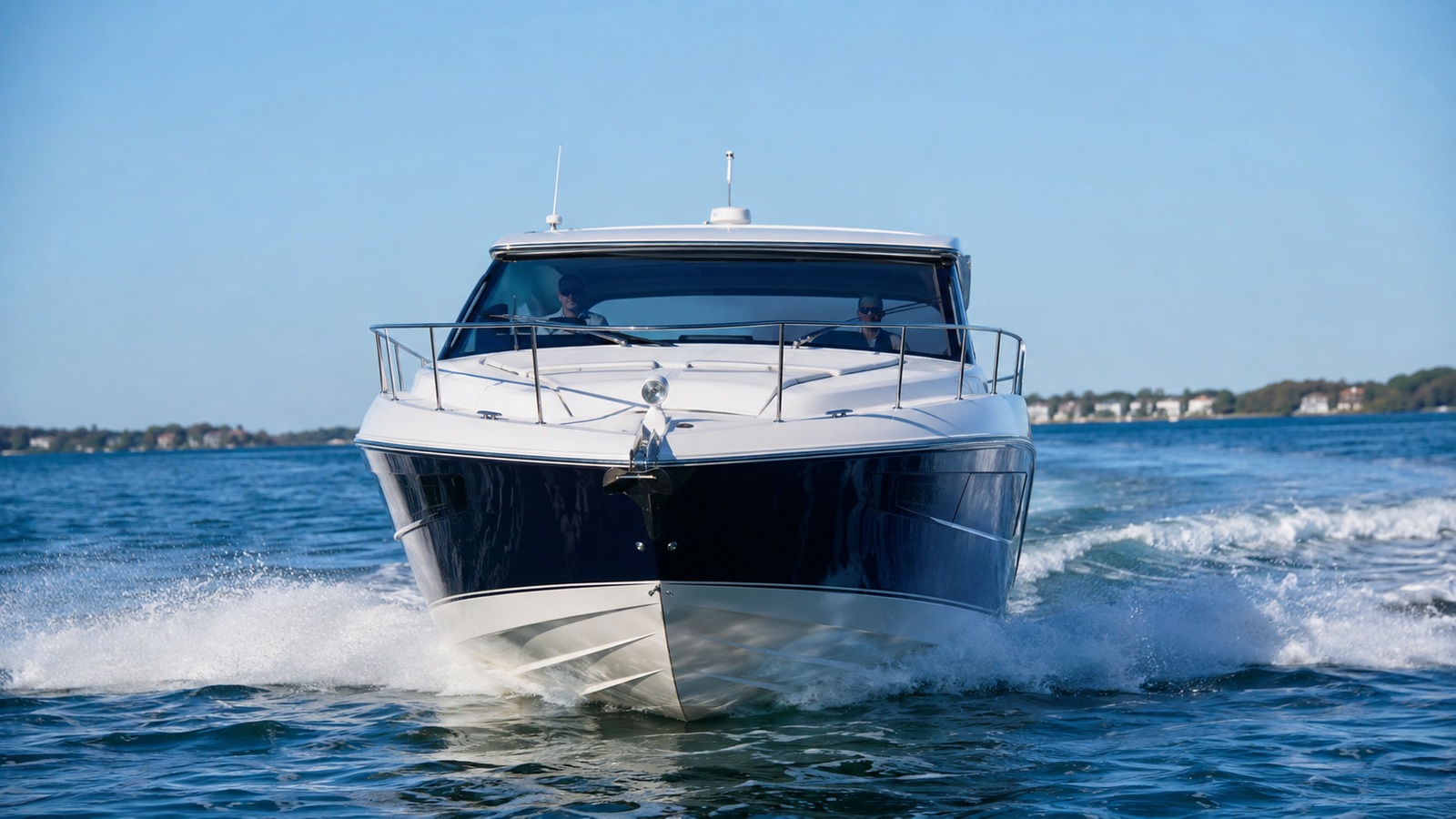 sea ray 410 sport yacht bow on cruising 05
