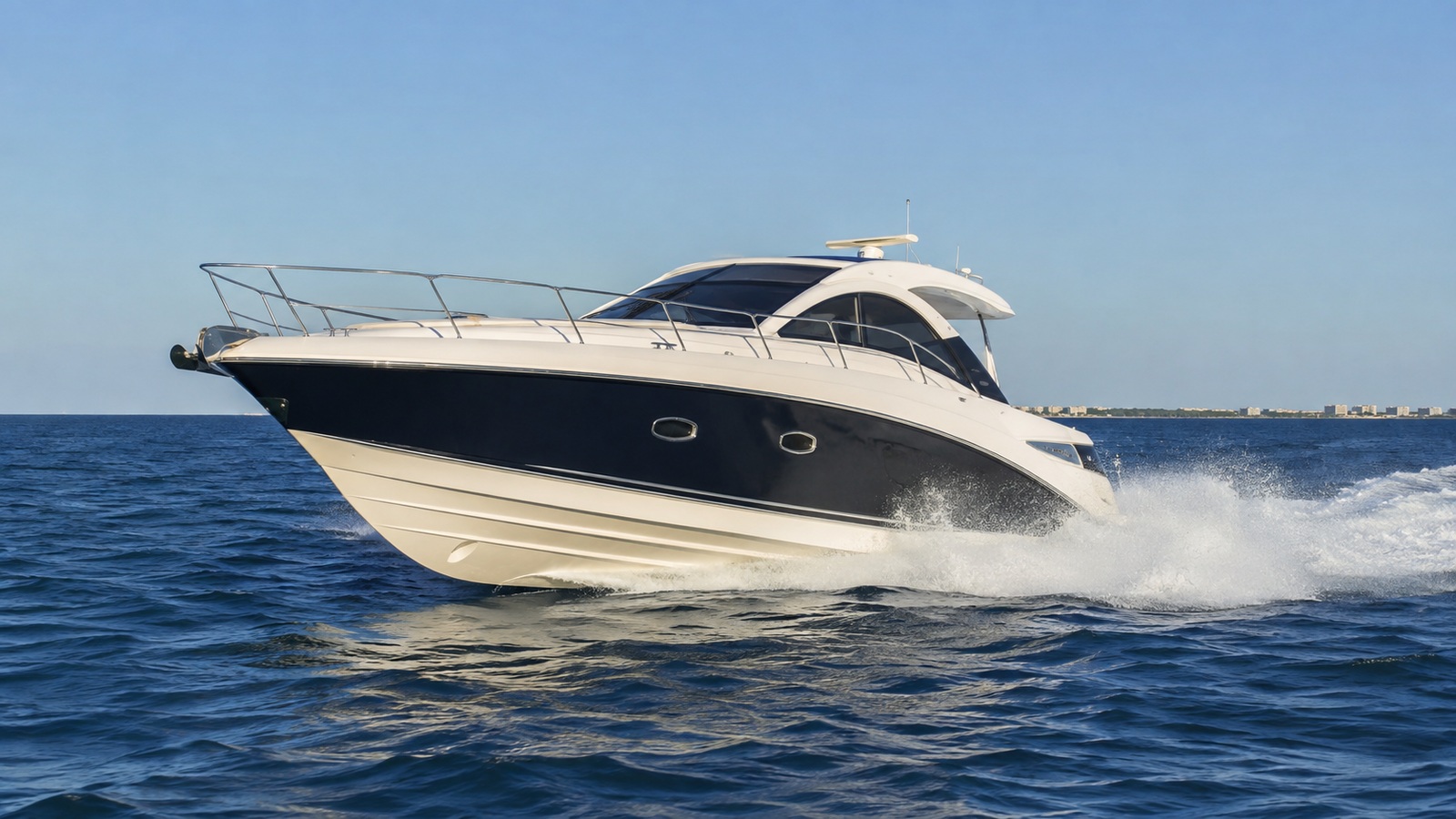 sea ray 410 sport yacht front quarter running 02