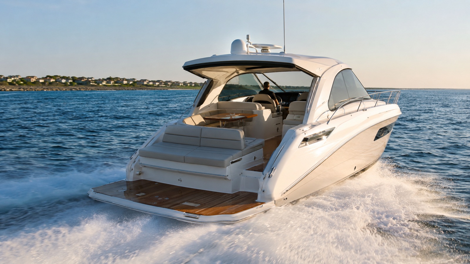 sea ray 410 sport yacht rear quarter running 03