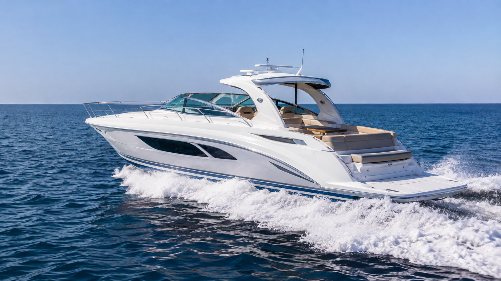 sea ray 420 express cruiser blue water running 25