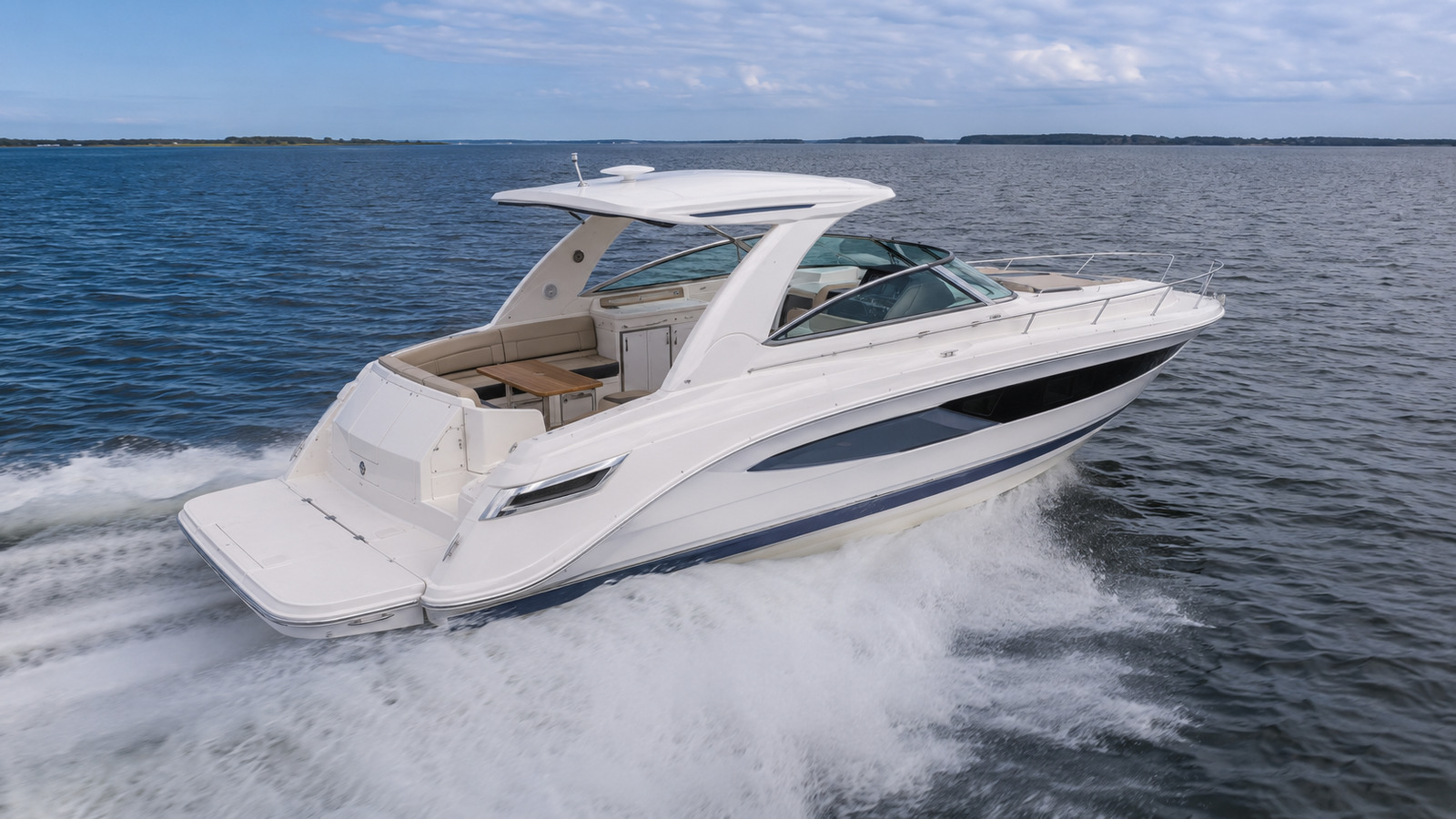 sea ray 420 express cruiser elevated exterior 06