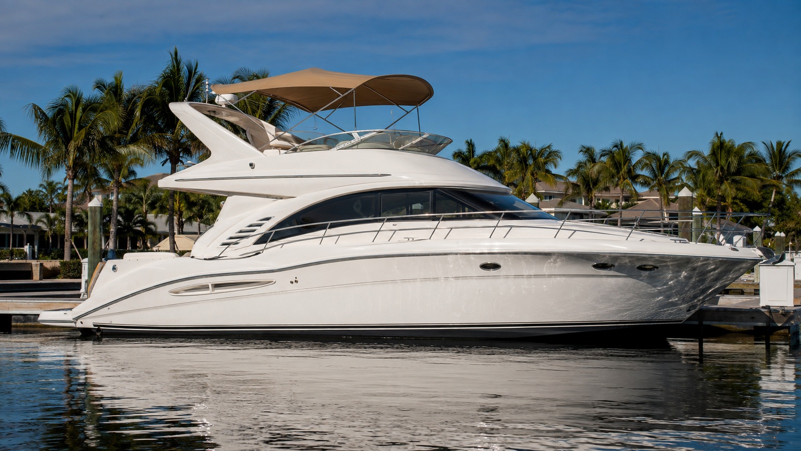 sea ray 420 sedan bridge dockside profile 05