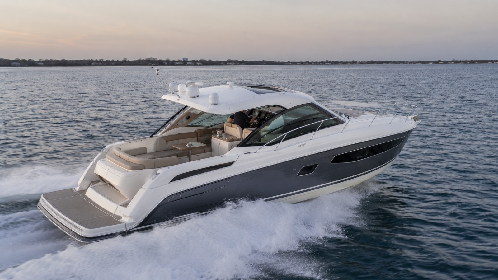 sea ray 420 sport yacht aerial underway 09