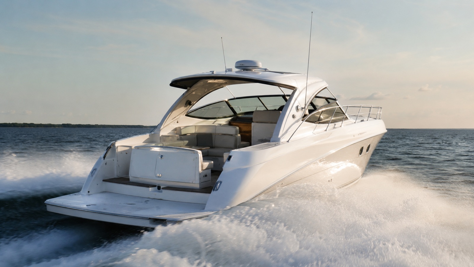 sea ray 420 sport yacht rear quarter running 03