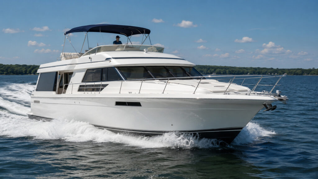 sea ray 440 aft cabin hero exterior running 01
