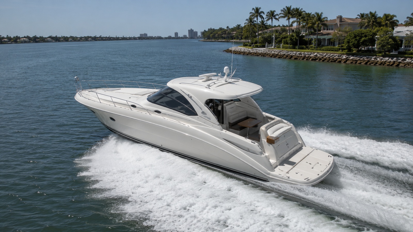 sea ray 440 sport yacht aerial underway 09