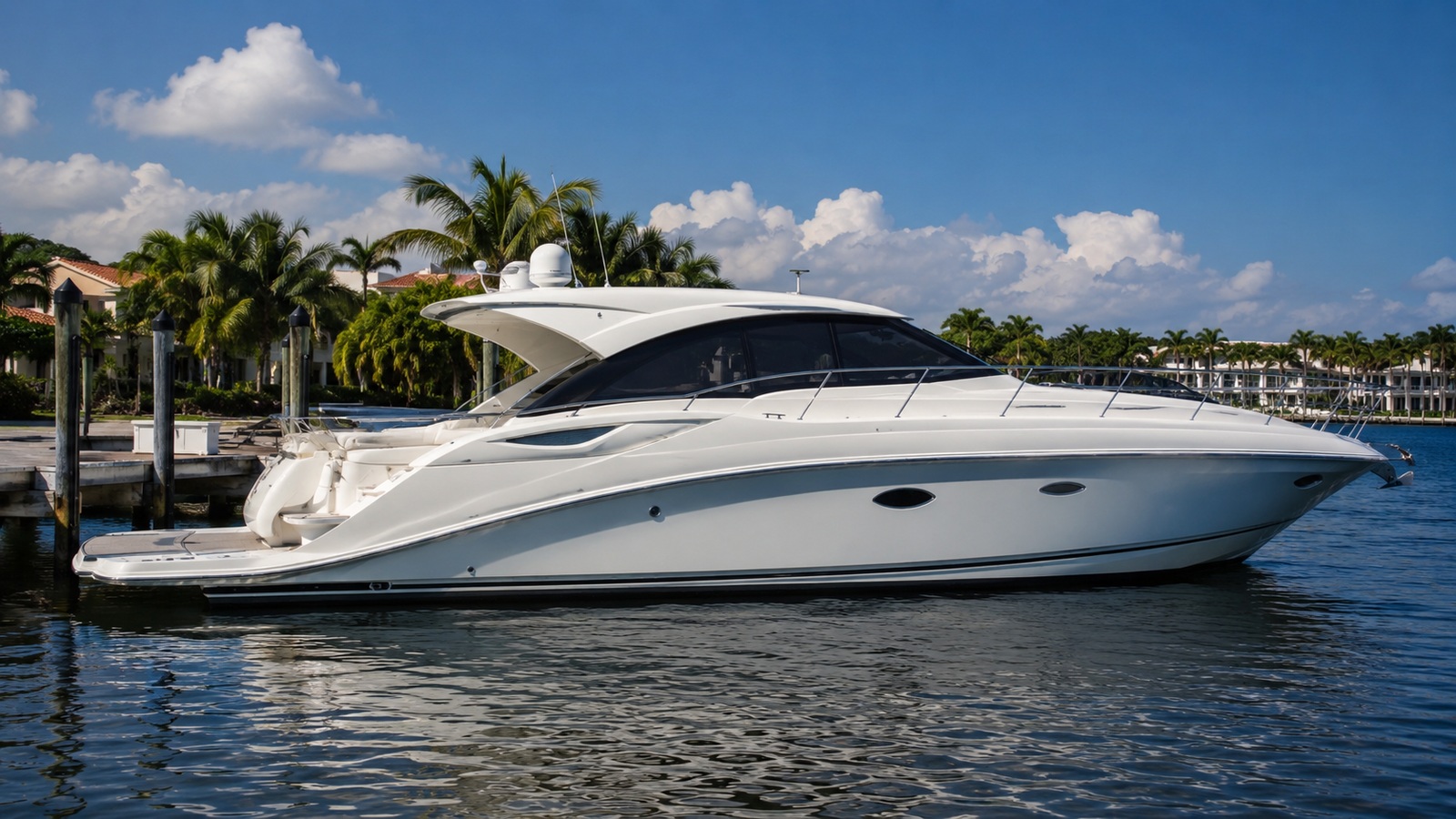 sea ray 440 sport yacht dockside profile 07