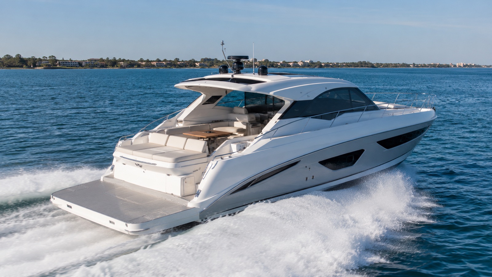 sea ray 440 sport yacht rear quarter running 03