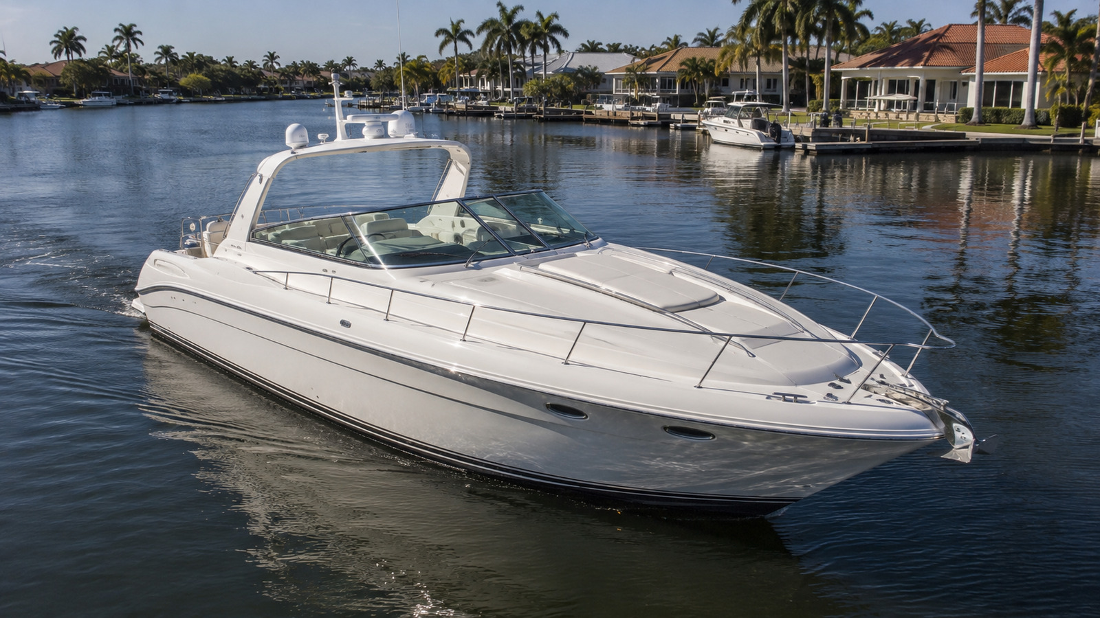 sea ray 450 express cruiser elevated exterior 06