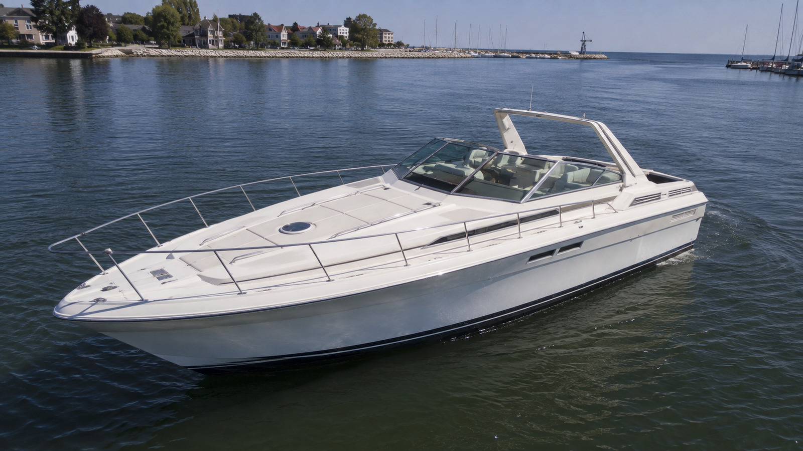 sea ray 460 express cruiser elevated exterior 06