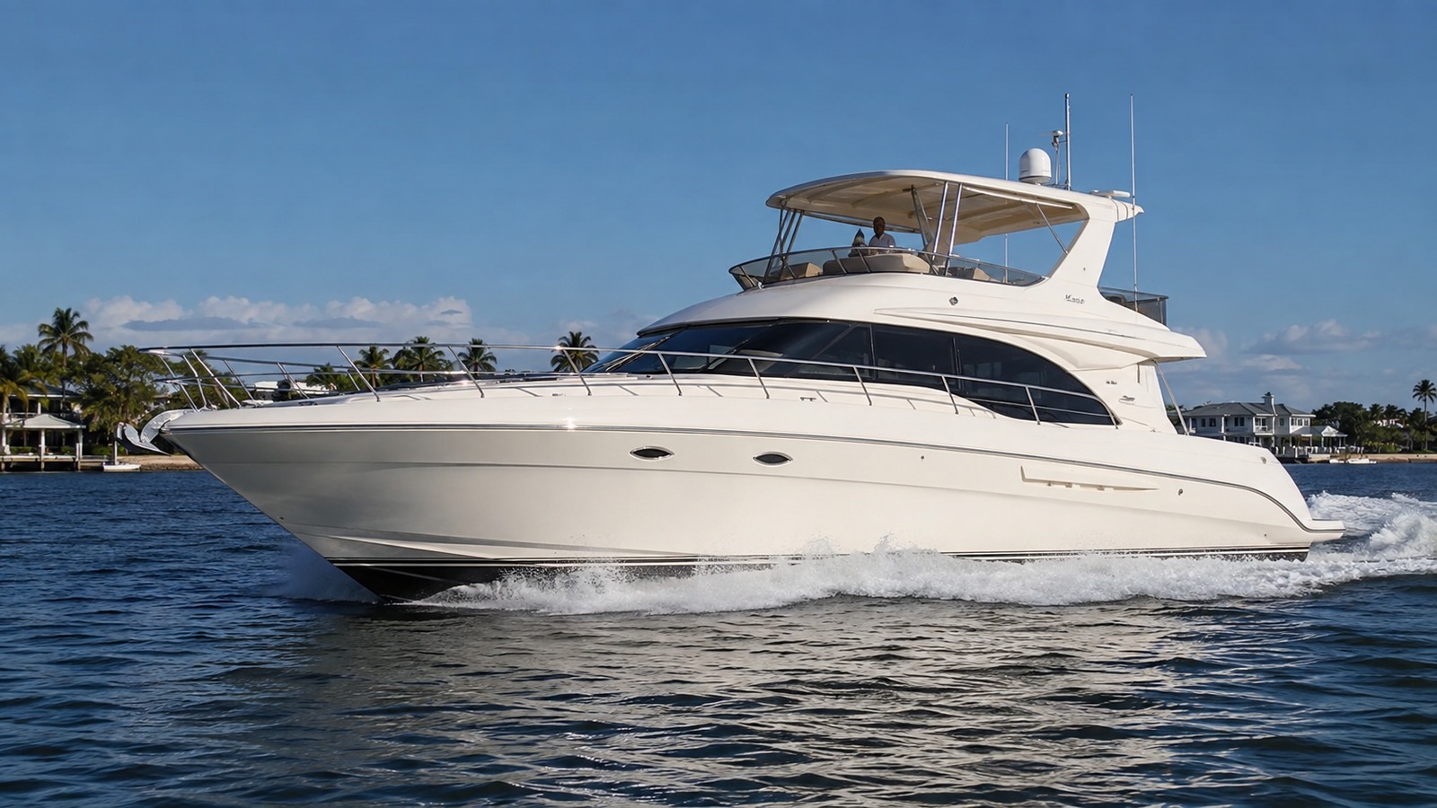sea ray 480 sedan bridge front quarter running 02