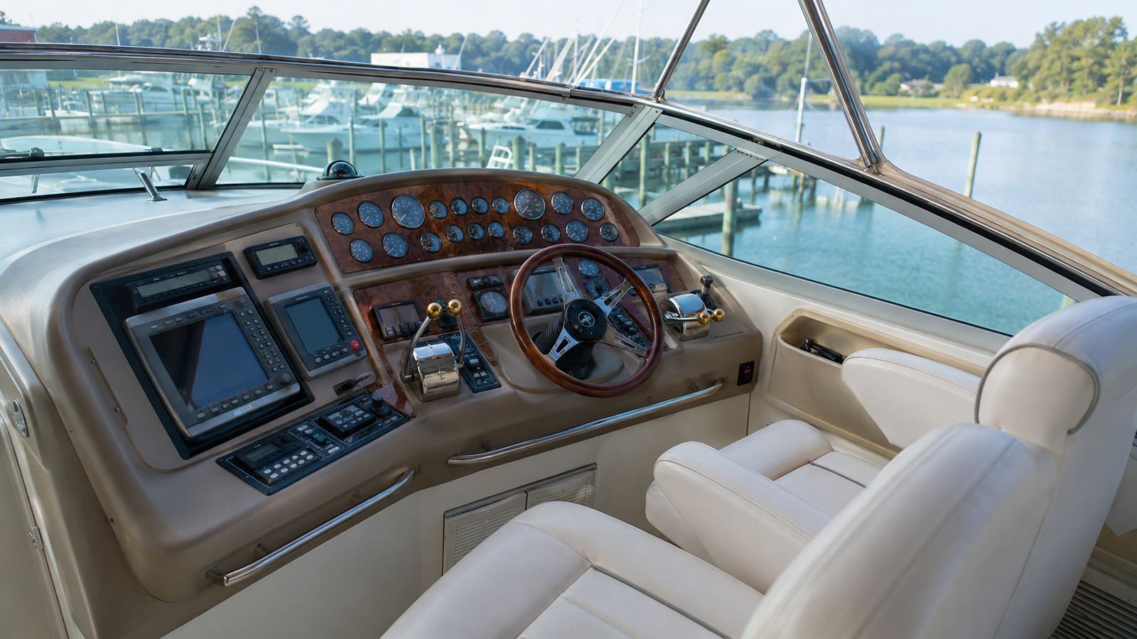 sea ray 500 express cruiser helm detail 08