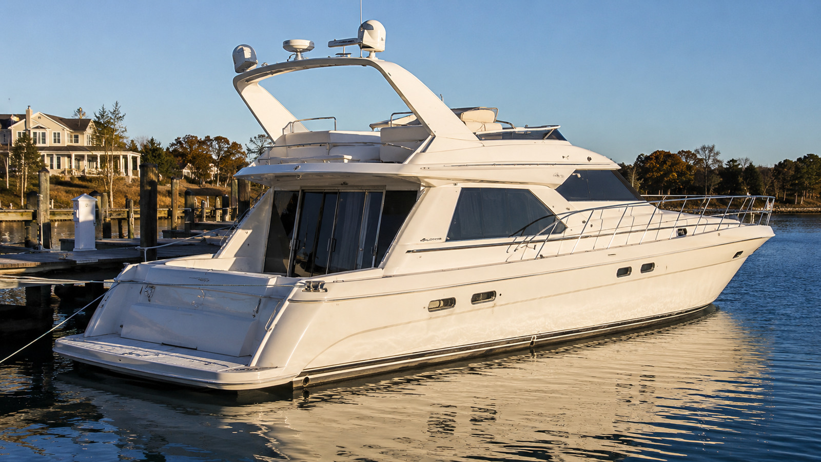 sea ray 550 sedan bridge stern quarter dockside 08