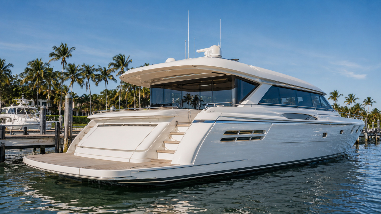 sea ray 560 motor yacht stern dockside 08
