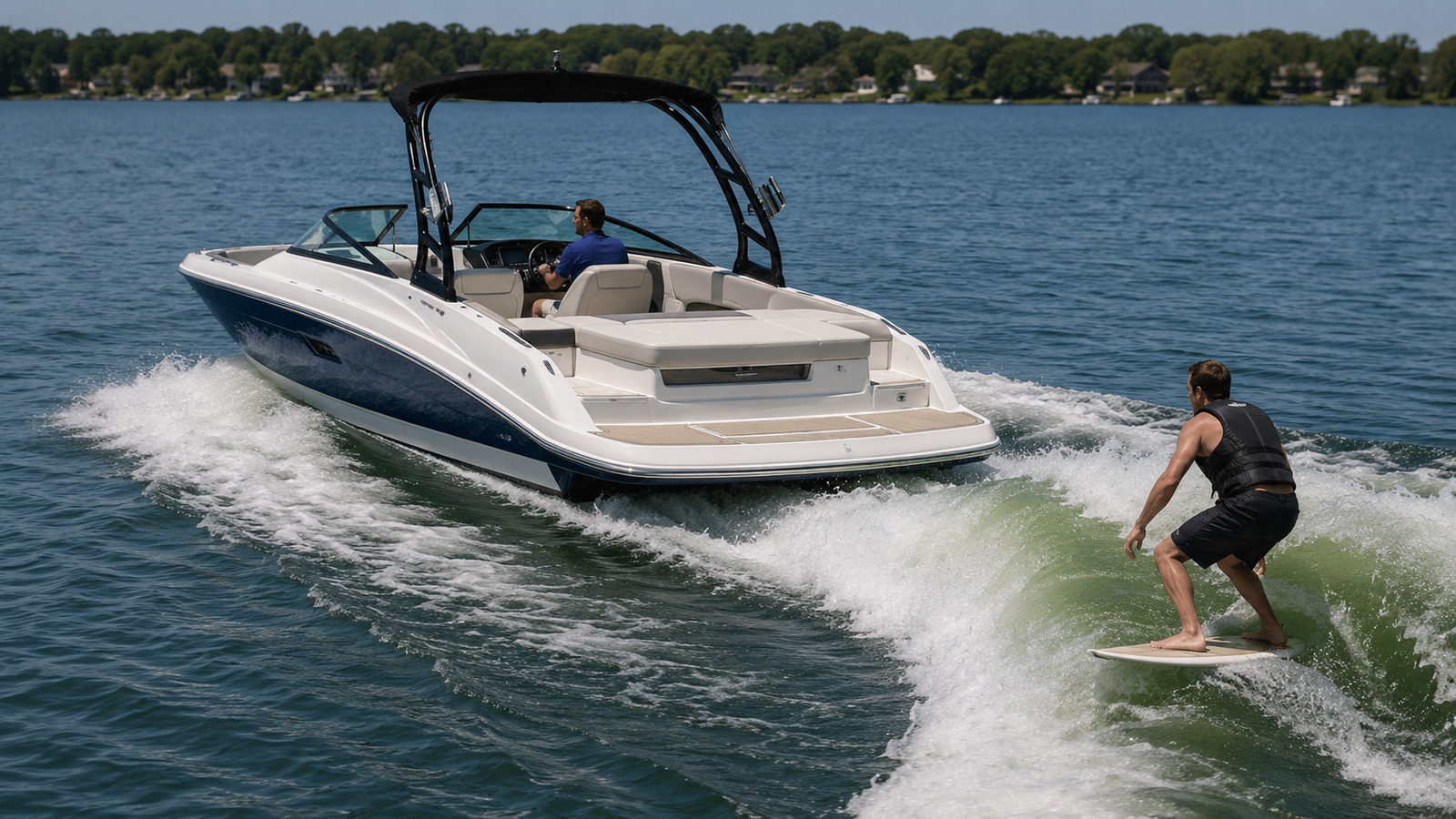 sea ray slx 260 surf rear quarter running 03