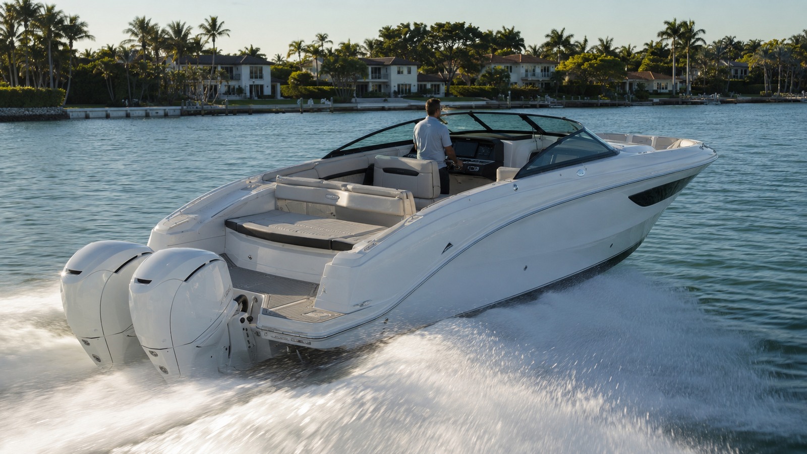 sea ray slx 350 outboard rear quarter running 03