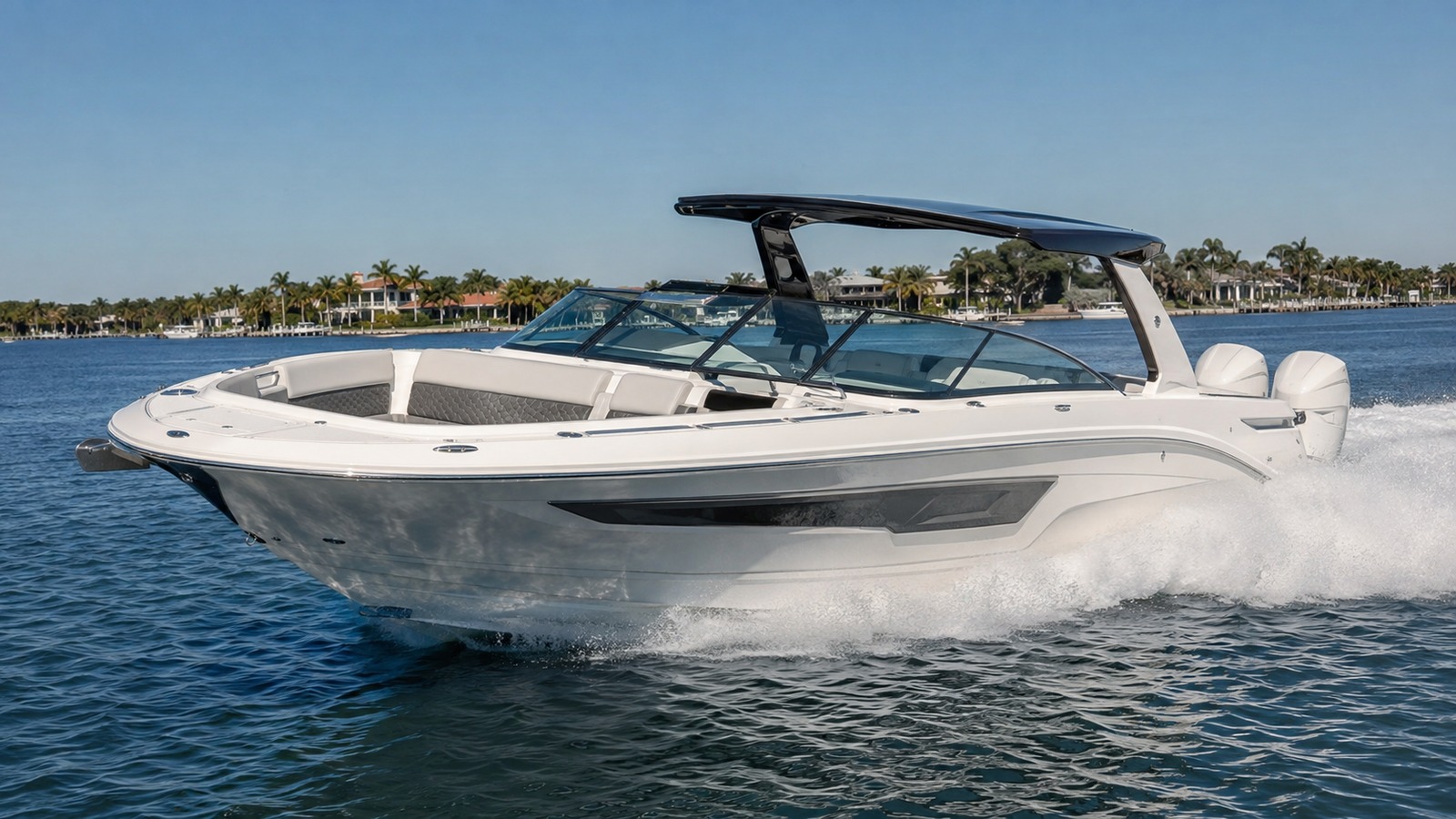 sea ray slx 360 outboard front quarter running 02