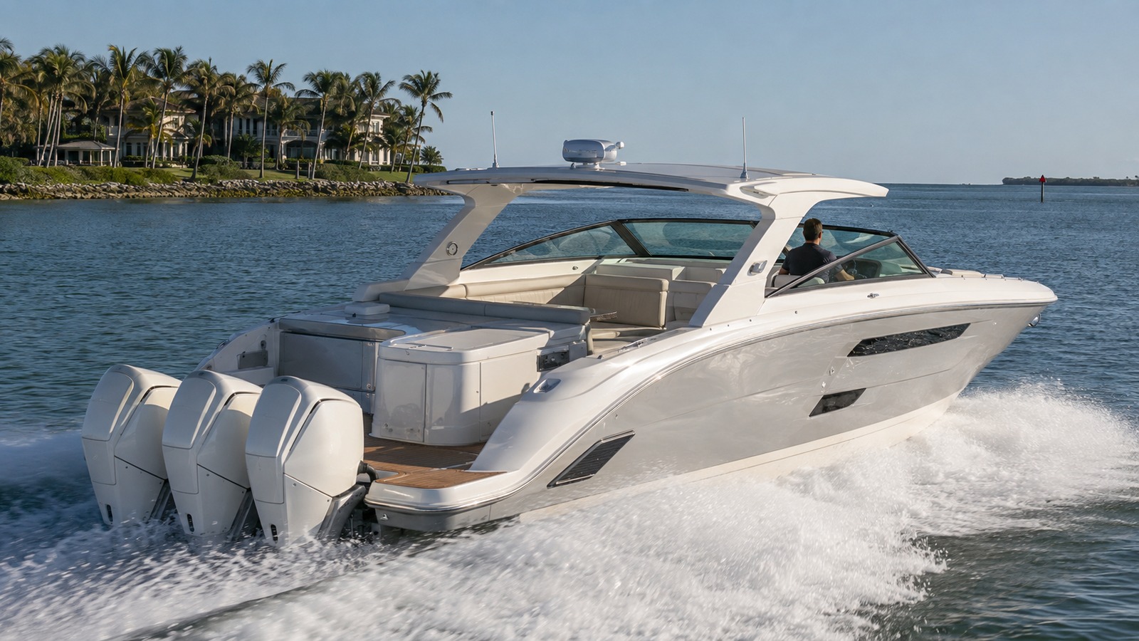 sea ray slx 400 outboard helm underway 19