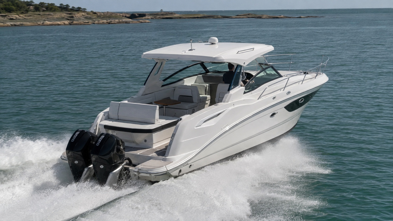 sea ray sundancer 320 outboard aerial underway 09